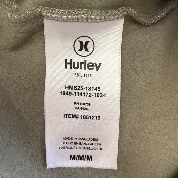 Hurley Men’s Fleece Joggers/Pants, Olive Green, Medium NWT - Picture 7 of 16